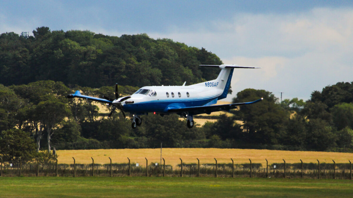 PlaneSense PC-12 flying over Scotland.