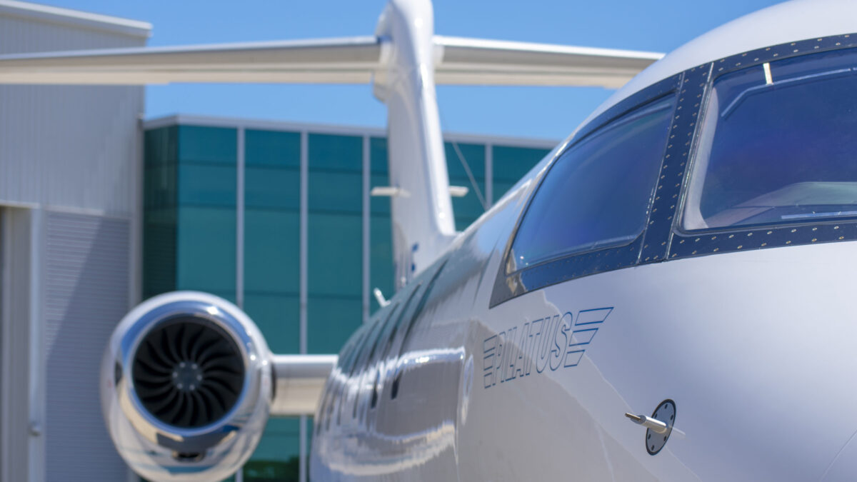 Close up of a PlaneSense PC-24 jet. Corporate Office