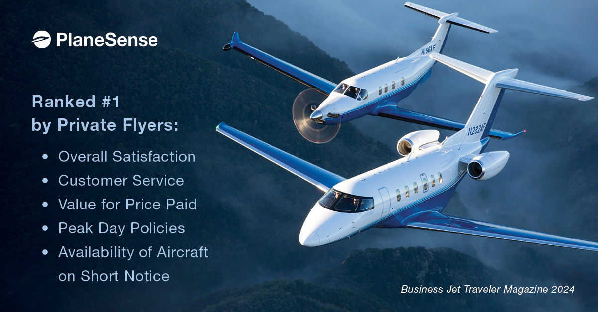 PlaneSense ranked top private aviation lift provider.